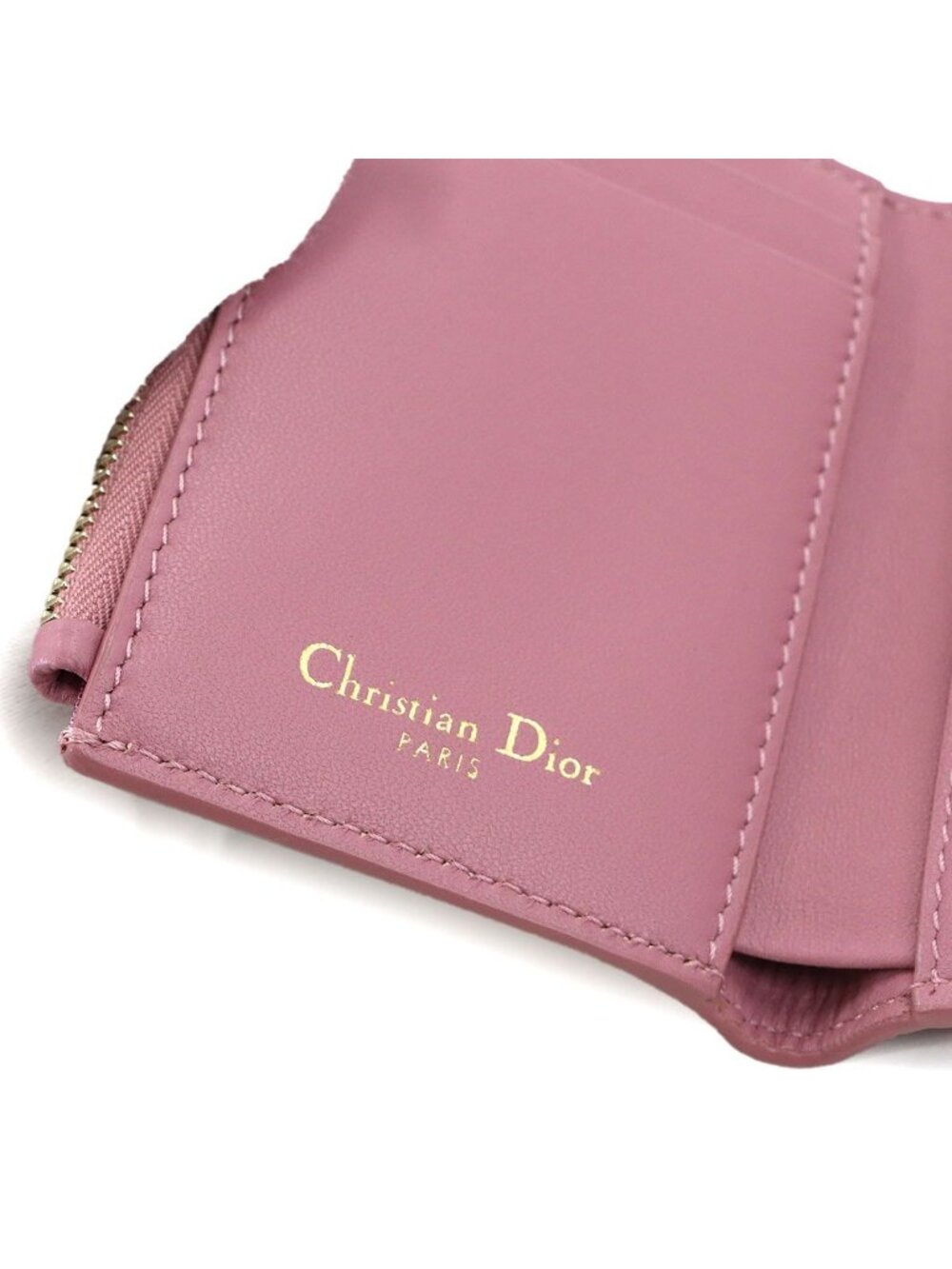 Dior 30 Montaigne Compact Wallet Trifold Leather Pink - Picture 9 of 10